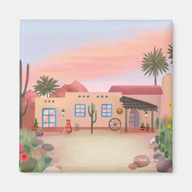 Southwest Desert Cactus Adobe House | Magnet (Vorne)