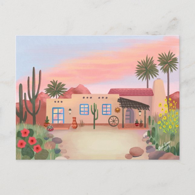 Southwest Desert Cactus Adobe House Postkarte (Vorderseite)