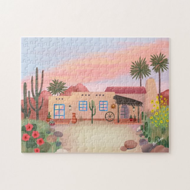 Southwest Desert Cactus Adobe House Puzzle (Horizontal)