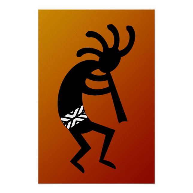 Southwest Design Wüste Sunset Kokopelli Poster (Vorderseite)