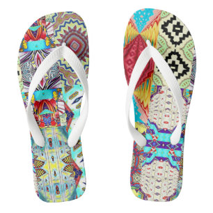 SOUTHWEST DESIGNER COLLAGE FLIP FLOPS