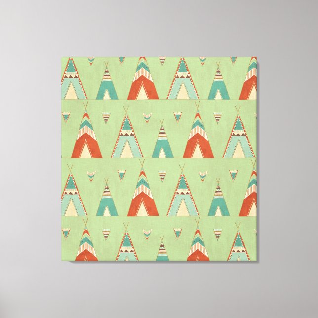 Southwest Geo Green Teepee Pattern Leinwanddruck (Vorderseite)