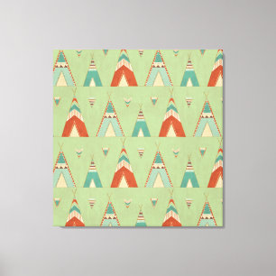 Southwest Geo Green Teepee Pattern Leinwanddruck