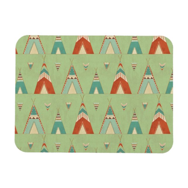 Southwest Geo Green Teepee Pattern Magnet (Horizontal)