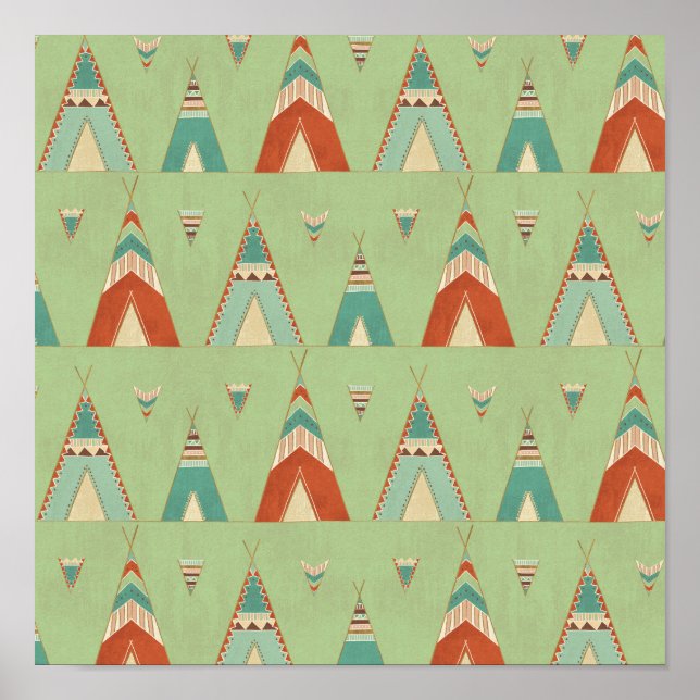 Southwest Geo Green Teepee Pattern Poster (Vorne)