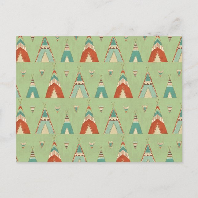 Southwest Geo Green Teepee Pattern Postkarte (Vorderseite)