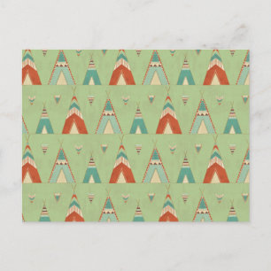 Southwest Geo Green Teepee Pattern Postkarte