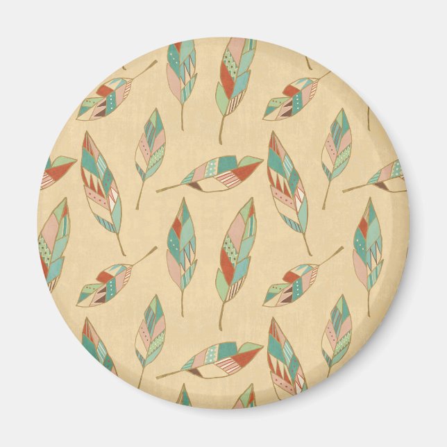 Southwest Geo Step | Korallenfedermuster Magnet (Vorne)