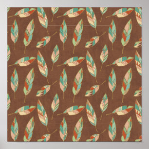 Southwest Geo Step   Southwest Feather Pattern Poster
