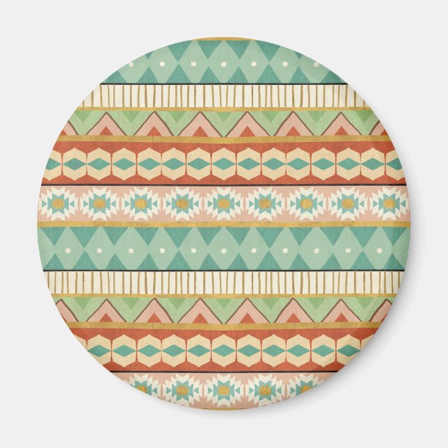 Southwest Geo Step | Wasserfarben-Muster Magnet (Vorne)