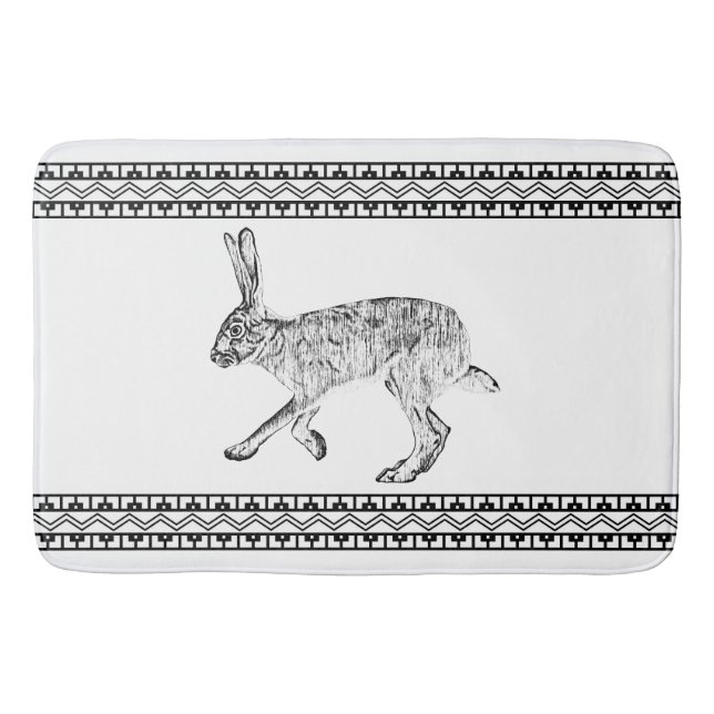 Southwest Jackrabbit Minimalist Black and White Badematte (Vorderseite)