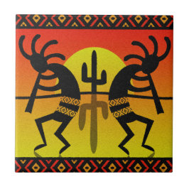 Southwest Kokopelli Cactus Tribal Design Fliese