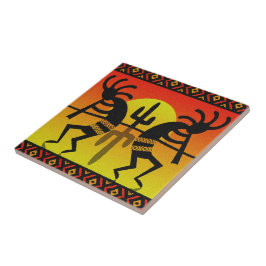 Southwest Kokopelli Cactus Tribal Design Fliese