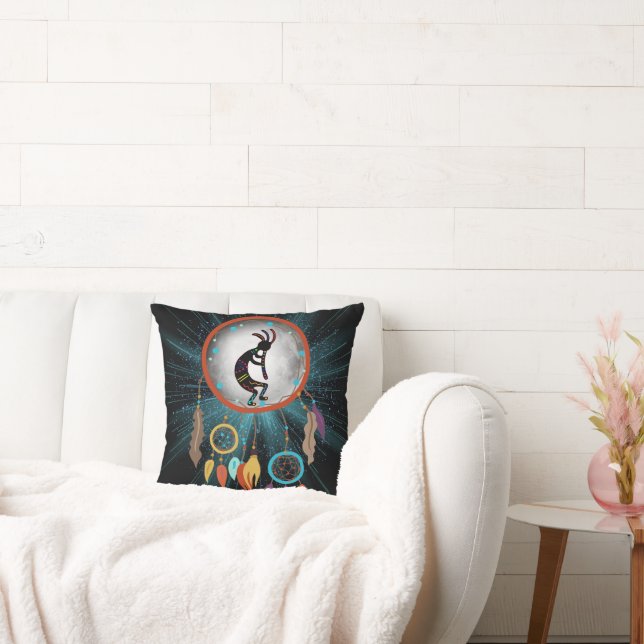 Southwest Kokopelli Dream Catcher Throw Pillow Kissen (Liege)
