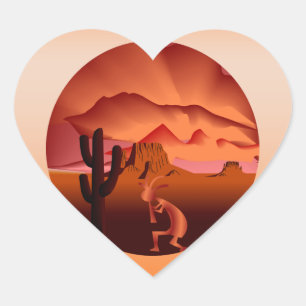 Southwest Kokopelli Herz-Aufkleber