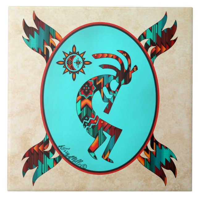 Southwest Kokopelli Keramik Tile Fliese (Vorderseite)