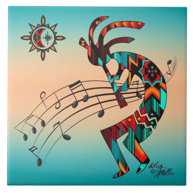 Southwest Kokopelli Keramik Tile Fliese (Vorderseite)