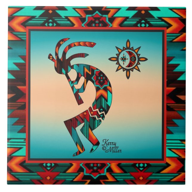 Southwest Kokopelli KERAMIK TILE Fliese (Vorderseite)