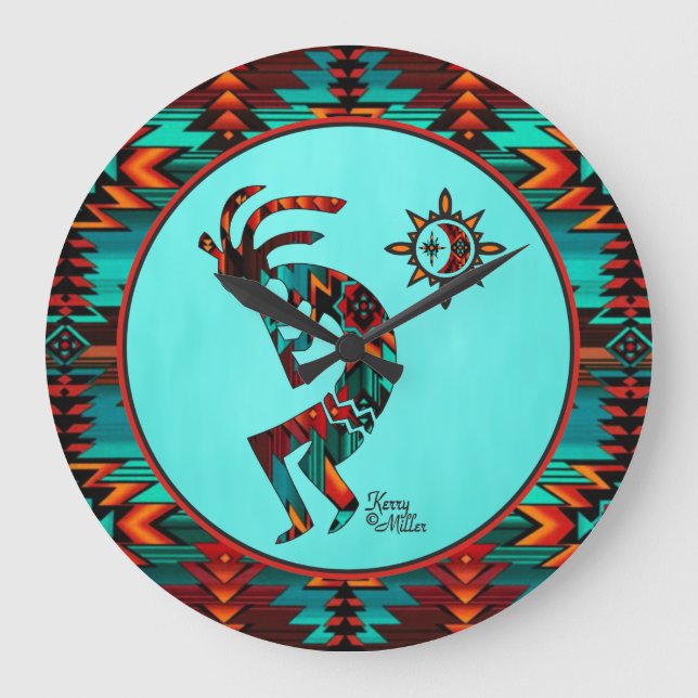 Southwest Kokopelli Large Clock Große Wanduhr (Vorderseite)