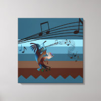 Southwest Kokopelli Music 20s Wrapped Canvas Print