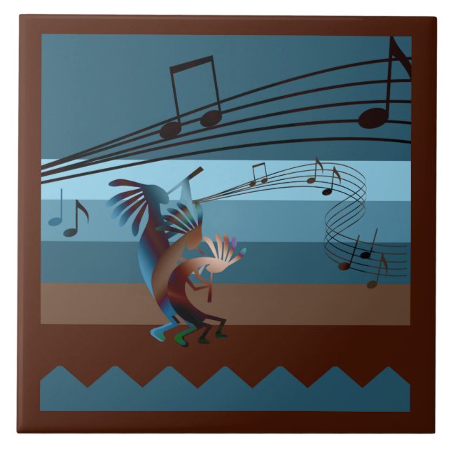 Southwest Kokopelli Music Grosse Tile Fliese (Vorderseite)