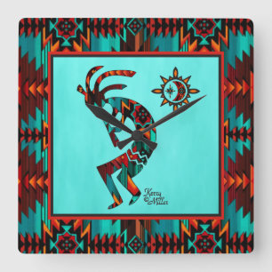 Southwest Kokopelli Square Wallclock Quadratische Wanduhr