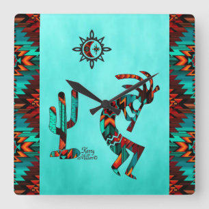 Southwest Kokopelli Square Wallclock Quadratische Wanduhr