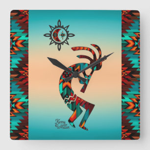 Southwest Kokopelli Square Wallclock Quadratische Wanduhr