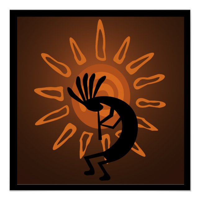 Southwest Kokopelli Sun Rustic Poster (Vorderseite)