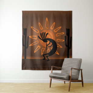 Southwest Kokopelli Sun Rustic XL Tapestry Wandteppich