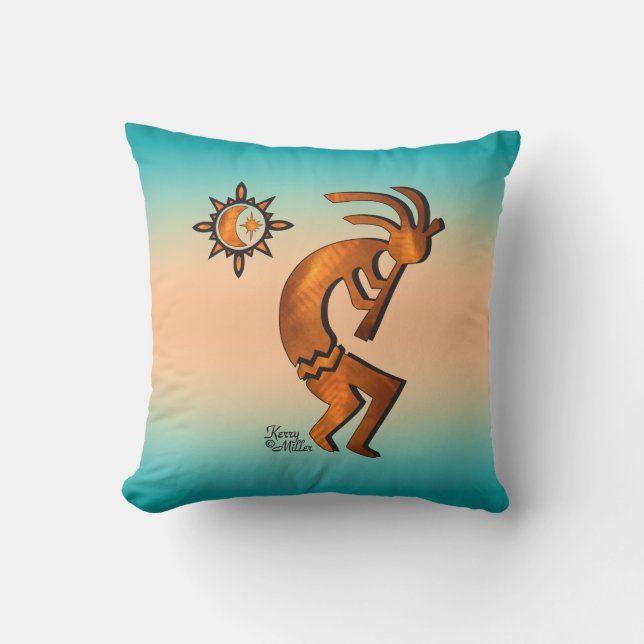 Southwest Kokopelli Throw Pillow Kissen (Vorderseite)