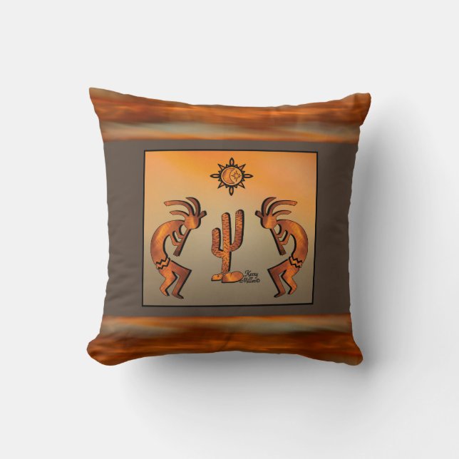 Southwest Kokopelli Throw Pillow Kissen (Vorderseite)