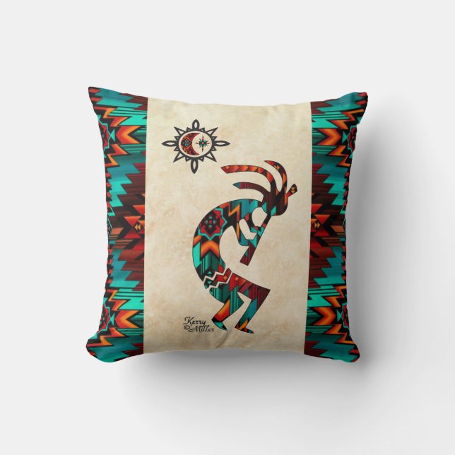 Southwest Kokopelli Throw Pillow Kissen (Vorderseite)