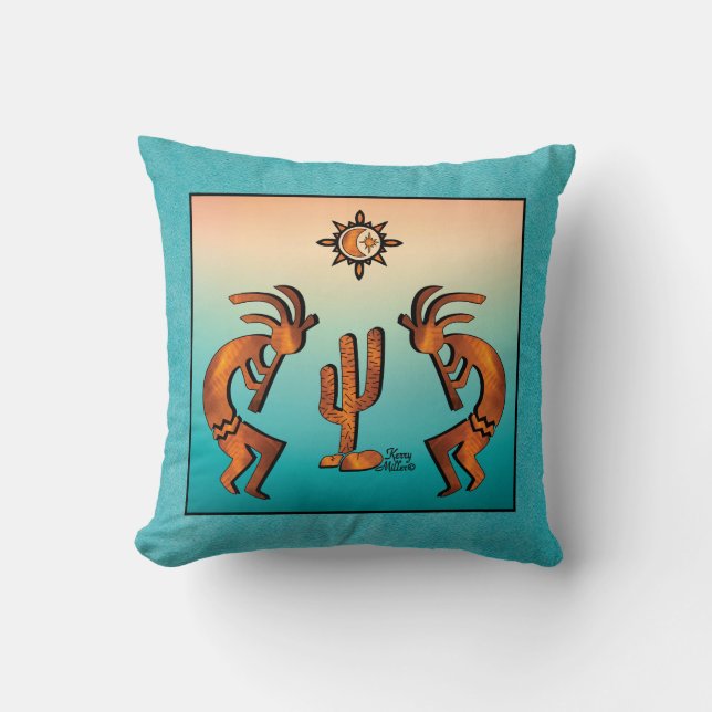 Southwest Kokopelli Throw Pillow Kissen (Vorderseite)