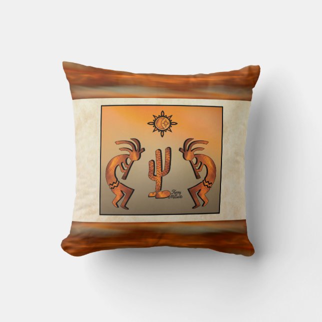 Southwest Kokopelli Throw Pillow Kissen (Vorderseite)