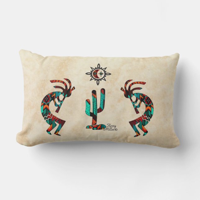 Southwest Kokopelli Throw Pillow Lendenkissen (Vorderseite)