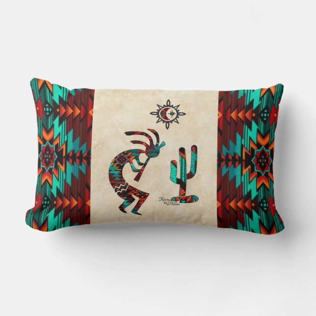 Southwest Kokopelli Throw Pillow Lendenkissen (Vorderseite)