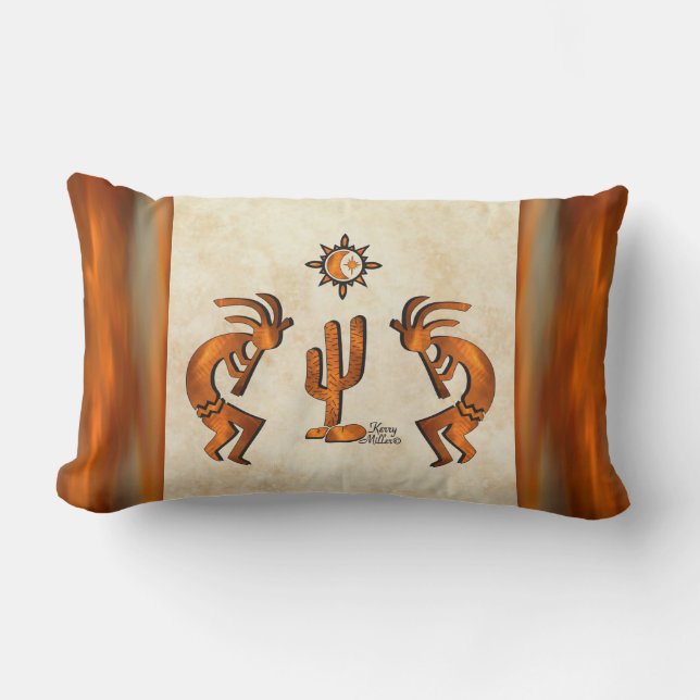 Southwest Kokopelli Throw Pillow Lendenkissen (Vorderseite)
