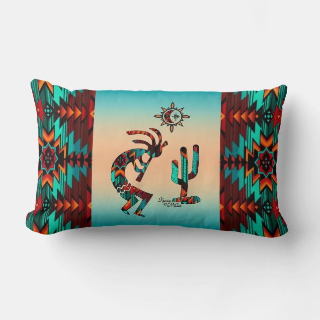 Southwest Kokopelli Throw Pillow Lendenkissen (Vorderseite)