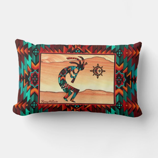 Southwest Kokopelli Throw Pillow Lendenkissen (Vorderseite)