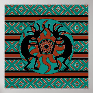 Southwest Kokopelli Türkis Wall Art Poster