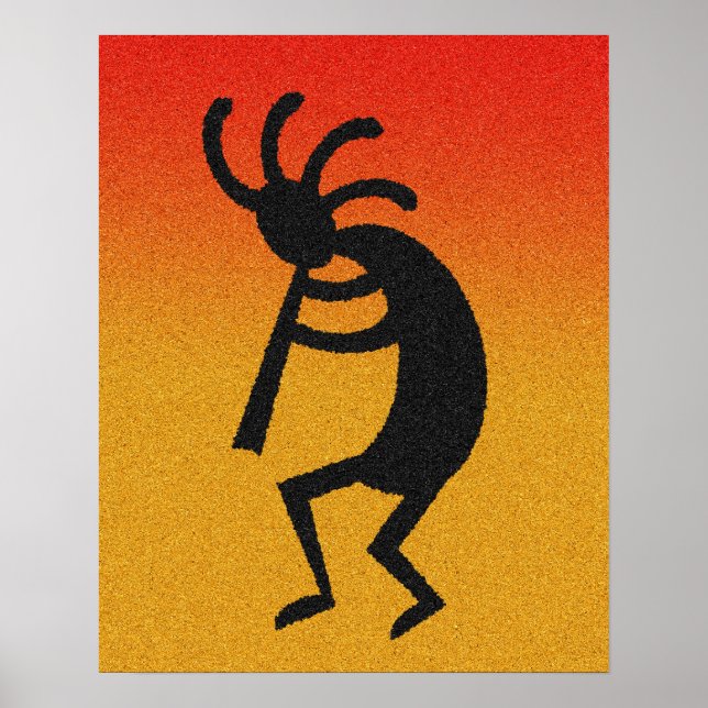 Southwest Kokopelli Wüste Sun Wall Art Poster (Vorne)