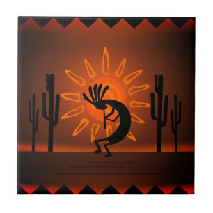 Southwest Kokopelli Wüste Sunset Brown Fliese