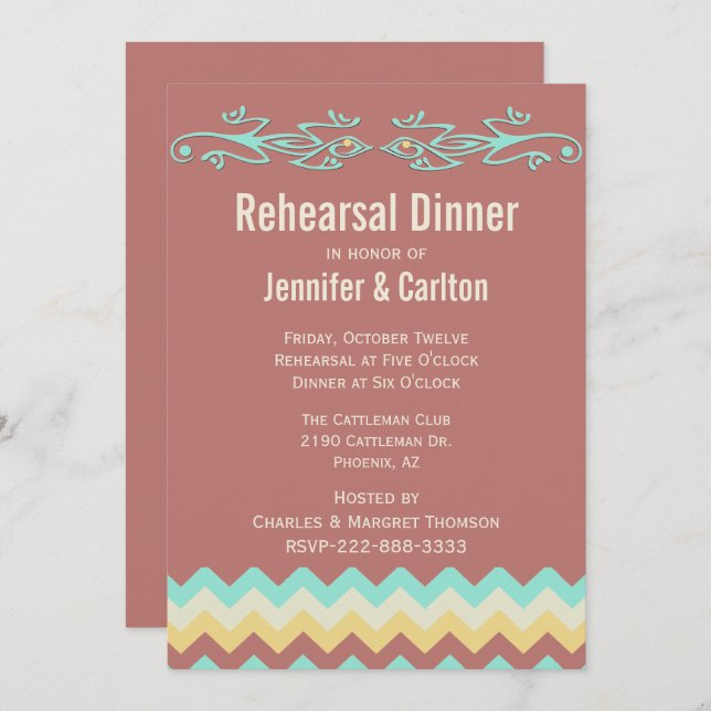 Southwest Lizards Wedding Probe Dinner Einladung (Vorne/Hinten)