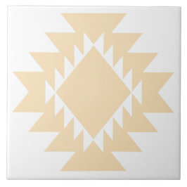 Southwest Native American Geometric White und Tan Fliese