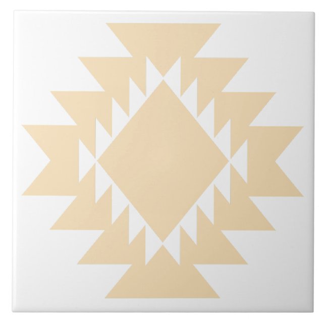 Southwest Native American Geometric White und Tan Fliese (Vorderseite)