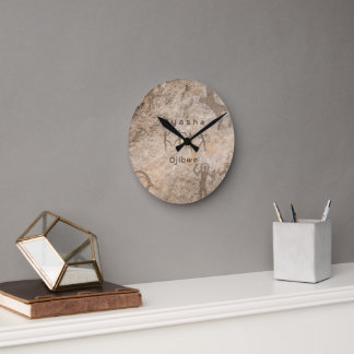 Southwest Petroglyhs Custom Tribe/Name Runde Wanduhr