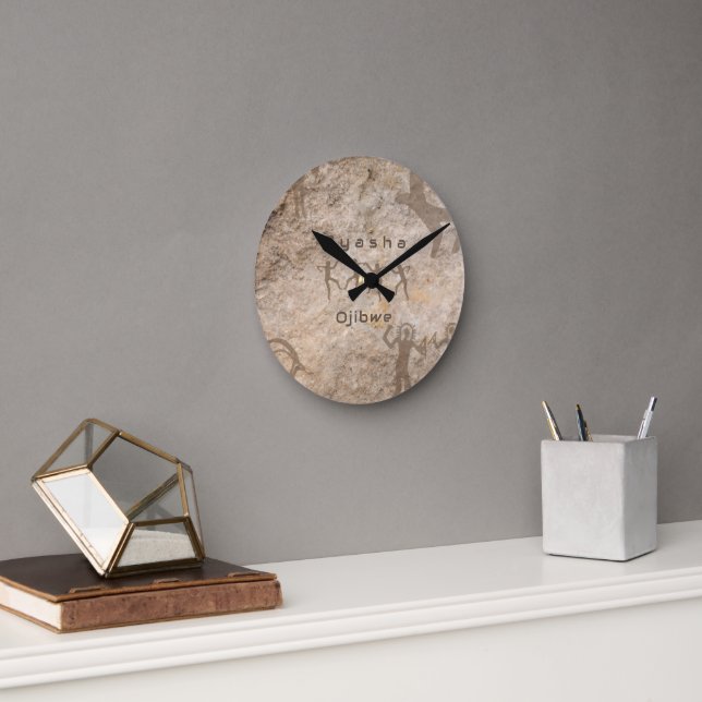 Southwest Petroglyhs Custom Tribe/Name Runde Wanduhr (Büro)