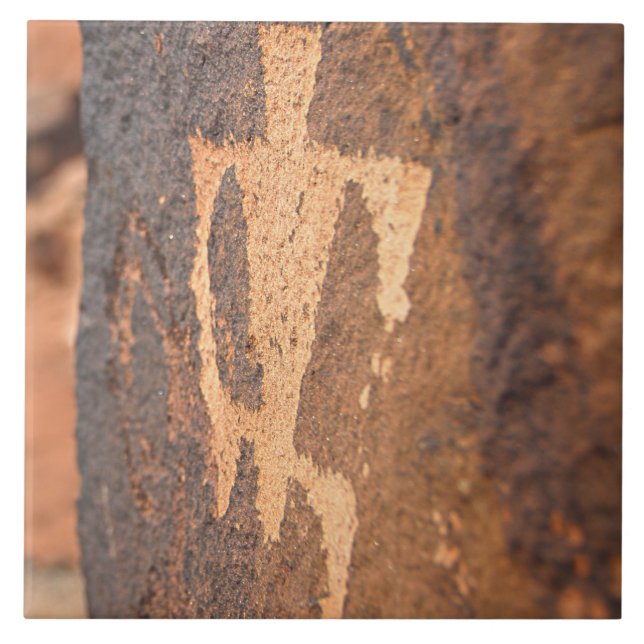 Southwest Petroglyph Keramik Tile Fliese (Vorderseite)