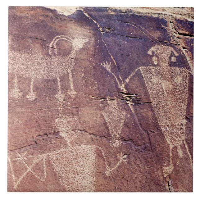 Southwest Petroglyph Keramik Tile Fliese (Vorderseite)